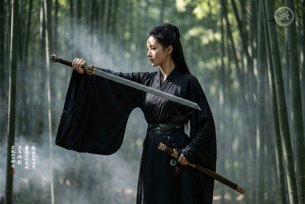 Wind Walker: Feather Pattern 609 Tang Dao - Ebony & Full Tang | 《御风》