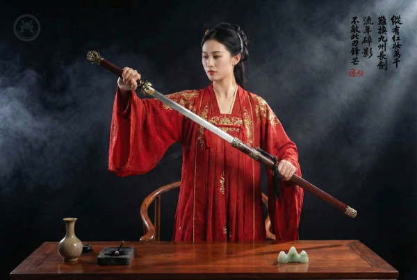 Wind Walker: Feather Pattern 609 Tang Dao - Ebony & Full Tang | 《御风》