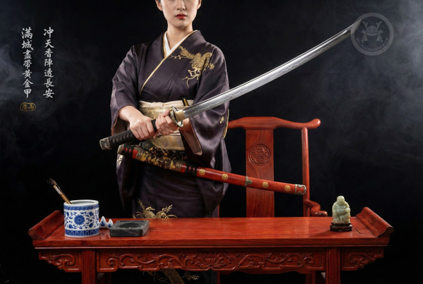 Imperial Kiku: T10 Clay Tempered Katana - Tachi Mounts & Full Tang | 《御菊》