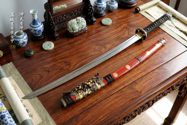 Imperial Kiku: T10 Clay Tempered Katana - Tachi Mounts & Full Tang | 《御菊》
