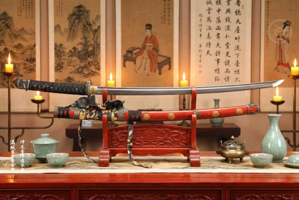 Imperial Kiku: T10 Clay Tempered Katana - Tachi Mounts & Full Tang | 《御菊》