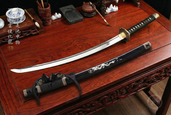 Cloud Dragon: Mirror Polished 5160 Tachi - Deep Curve & Full Tang | 《雲龍》