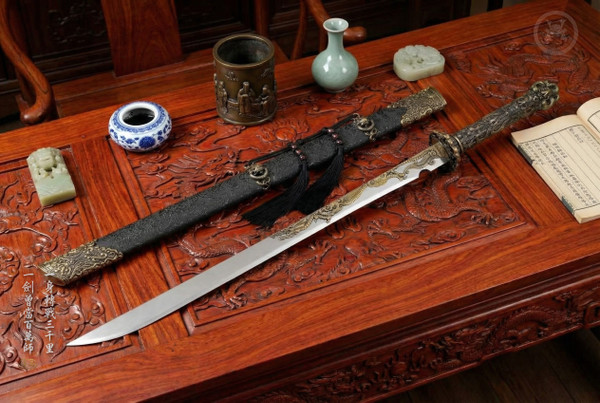 Golden Coiling Dragon: Manganese Tang Dao - Spring Steel & Full Tang | 《盤龍》