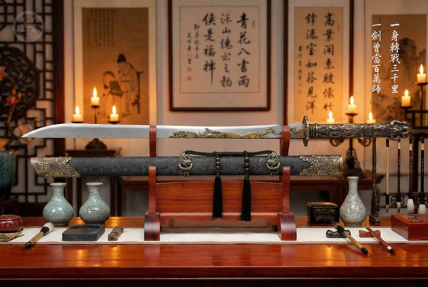 Golden Coiling Dragon: Manganese Tang Dao - Spring Steel & Full Tang | 《盤龍》