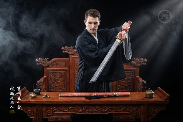 Vermilion Bird: Folded Steel Short Dao - Red Rayskin & Full Tang | 《朱雀》