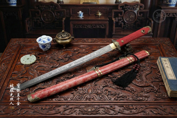 Vermilion Bird: Folded Steel Short Dao - Red Rayskin & Full Tang | 《朱雀》