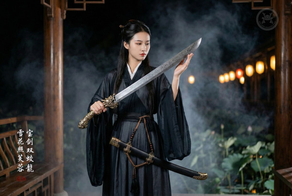 Crimson Dragon: Ebony Qing Sabre - Folded Steel Fire Dragon | 《赤龍》