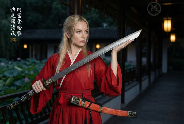 Scarlet Emperor: Folded Steel & Clay Tempered - Red Fish Skin | 《赤帝》