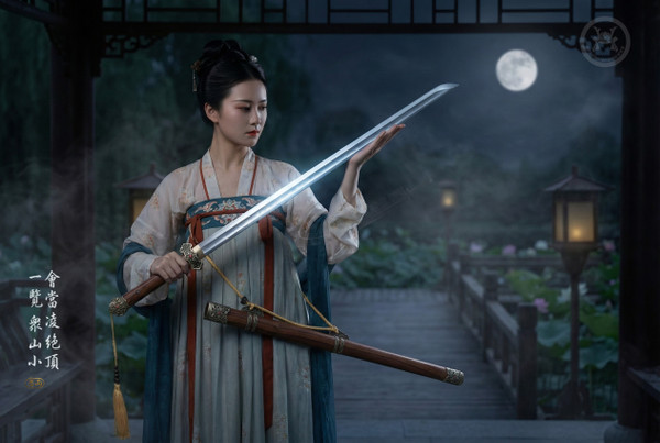 Celestial Peak: Folded Steel Tang Heng Dao - Antique Copper & Full Tang | 《凌霄》