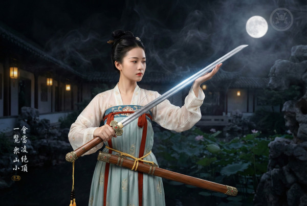 Celestial Peak: Folded Steel Tang Heng Dao - Antique Copper & Full Tang | 《凌霄》