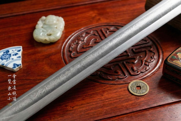 Celestial Peak: Folded Steel Tang Heng Dao - Antique Copper & Full Tang | 《凌霄》