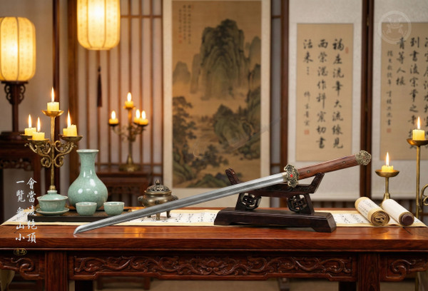 Celestial Peak: Folded Steel Tang Heng Dao - Antique Copper & Full Tang | 《凌霄》