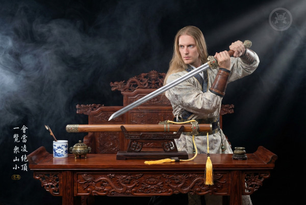 Celestial Peak: Folded Steel Tang Heng Dao - Antique Copper & Full Tang | 《凌霄》