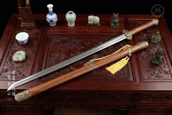 Celestial Peak: Folded Steel Tang Heng Dao - Antique Copper & Full Tang | 《凌霄》