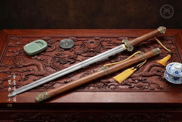 Celestial Peak: Folded Steel Tang Heng Dao - Antique Copper & Full Tang | 《凌霄》