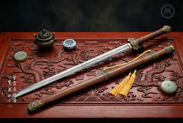 Celestial Peak: Folded Steel Tang Heng Dao - Antique Copper & Full Tang | 《凌霄》