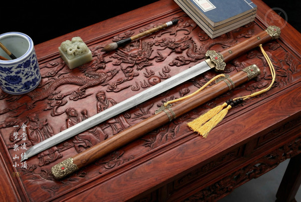 Celestial Peak: Folded Steel Tang Heng Dao - Antique Copper & Full Tang | 《凌霄》