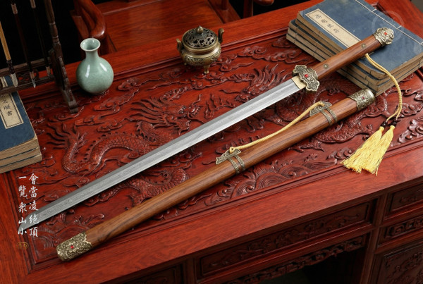 Celestial Peak: Folded Steel Tang Heng Dao - Antique Copper & Full Tang | 《凌霄》