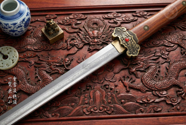 Celestial Peak: Folded Steel Tang Heng Dao - Antique Copper & Full Tang | 《凌霄》