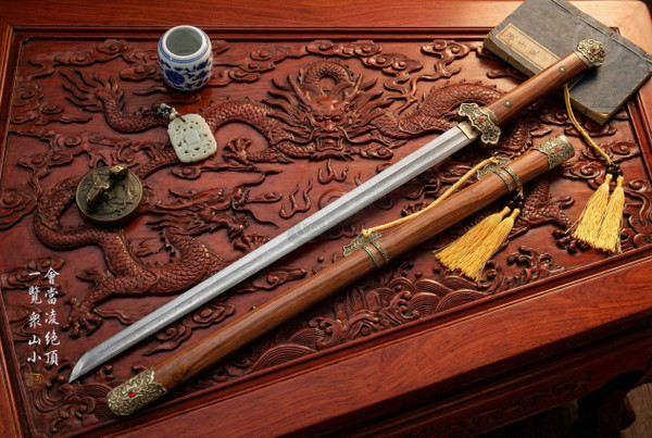 Celestial Peak: Folded Steel Tang Heng Dao - Antique Copper & Full Tang | 《凌霄》