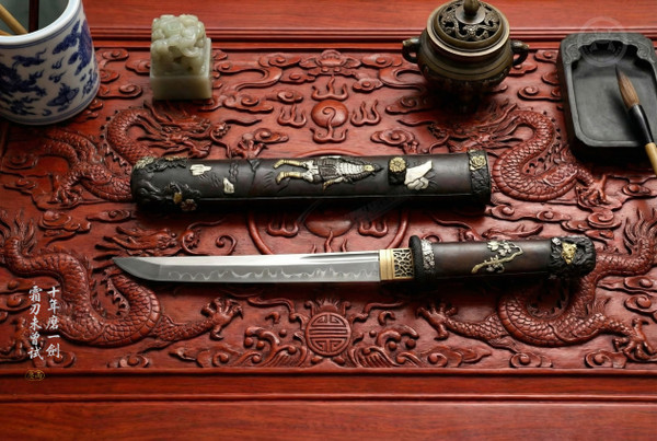 Silver Frost: T10 Clay Tempered Tanto - Antique Silver & Copper | 《沉霜》