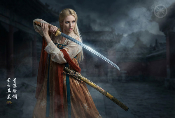 Celestial Domain: Stone Wash Folded Steel - Galaxy Grain & Full Tang | 《星影》