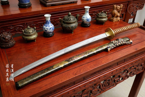 Celestial Domain: Stone Wash Folded Steel - Galaxy Grain & Full Tang | 《星影》