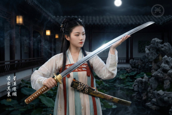 Celestial Domain: Stone Wash Folded Steel - Galaxy Grain & Full Tang | 《星影》