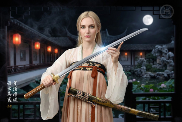 Celestial Domain: Stone Wash Folded Steel - Galaxy Grain & Full Tang | 《星影》