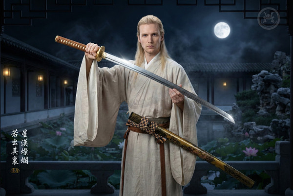 Celestial Domain: Stone Wash Folded Steel - Galaxy Grain & Full Tang | 《星影》