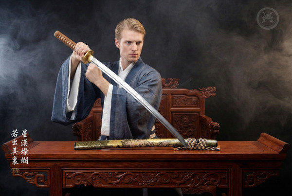 Celestial Domain: Stone Wash Folded Steel - Galaxy Grain & Full Tang | 《星影》