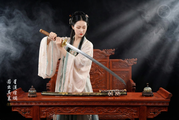 Celestial Domain: Stone Wash Folded Steel - Galaxy Grain & Full Tang | 《星影》