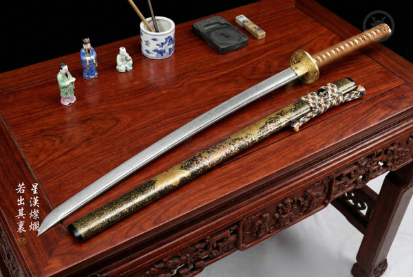 Celestial Domain: Stone Wash Folded Steel - Galaxy Grain & Full Tang | 《星影》