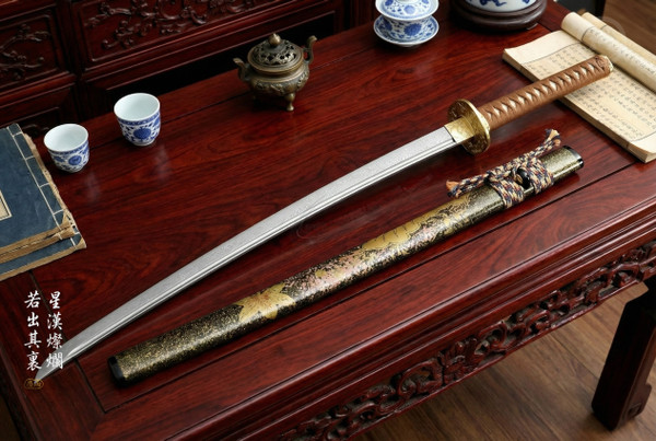 Celestial Domain: Stone Wash Folded Steel - Galaxy Grain & Full Tang | 《星影》