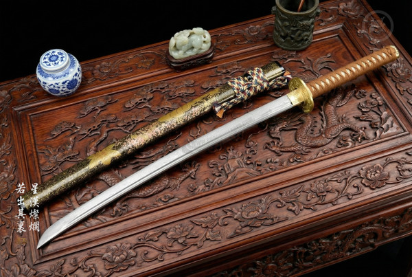 Celestial Domain: Stone Wash Folded Steel - Galaxy Grain & Full Tang | 《星影》