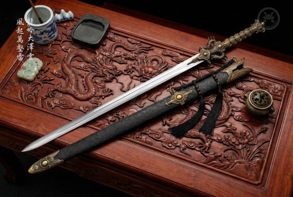 Dragon Sovereignty: 6-Sided Manganese Saber - Leather & Full Tang | 《龍禦》