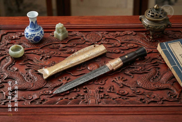 Hidden Scales: Mokume Feather Damascus - Imperial Full Tang | 隱麟