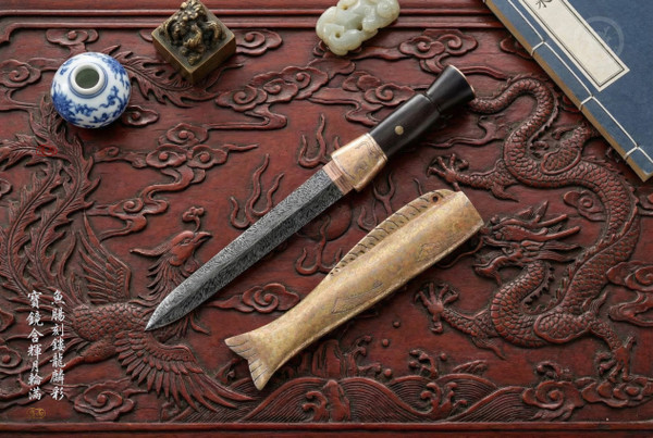 Hidden Scales: Mokume Feather Damascus - Imperial Full Tang | 隱麟