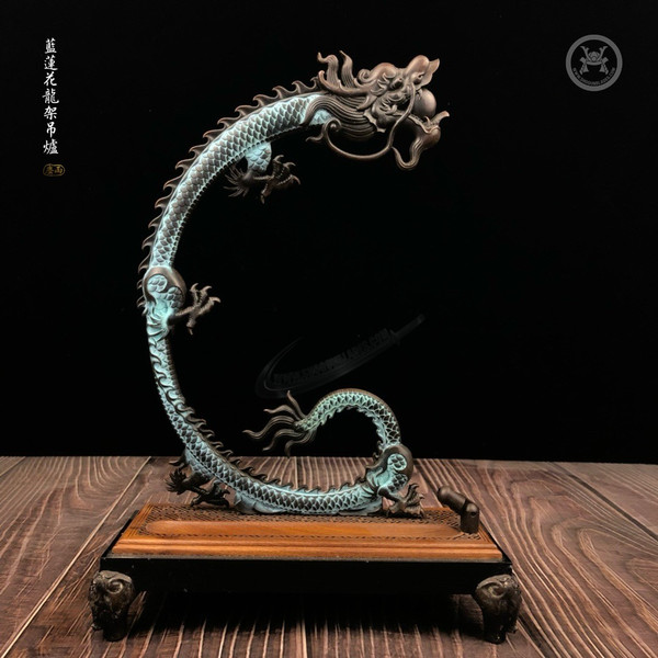 Azure Lotus: High-Temp Patina Purple Bronze Hanging Censer - Zen Collector Grade