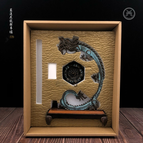 Azure Lotus: High-Temp Patina Purple Bronze Hanging Censer - Zen Collector Grade