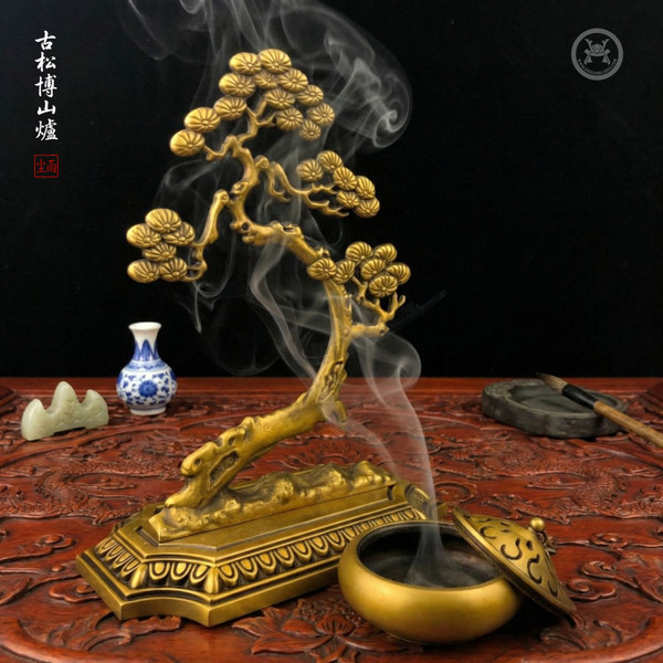 The "Eternal Pine" Boshan Hanging Censer: Solid Copper + Mountain Form + Scholar Style - Symbol of Longevity & Zen