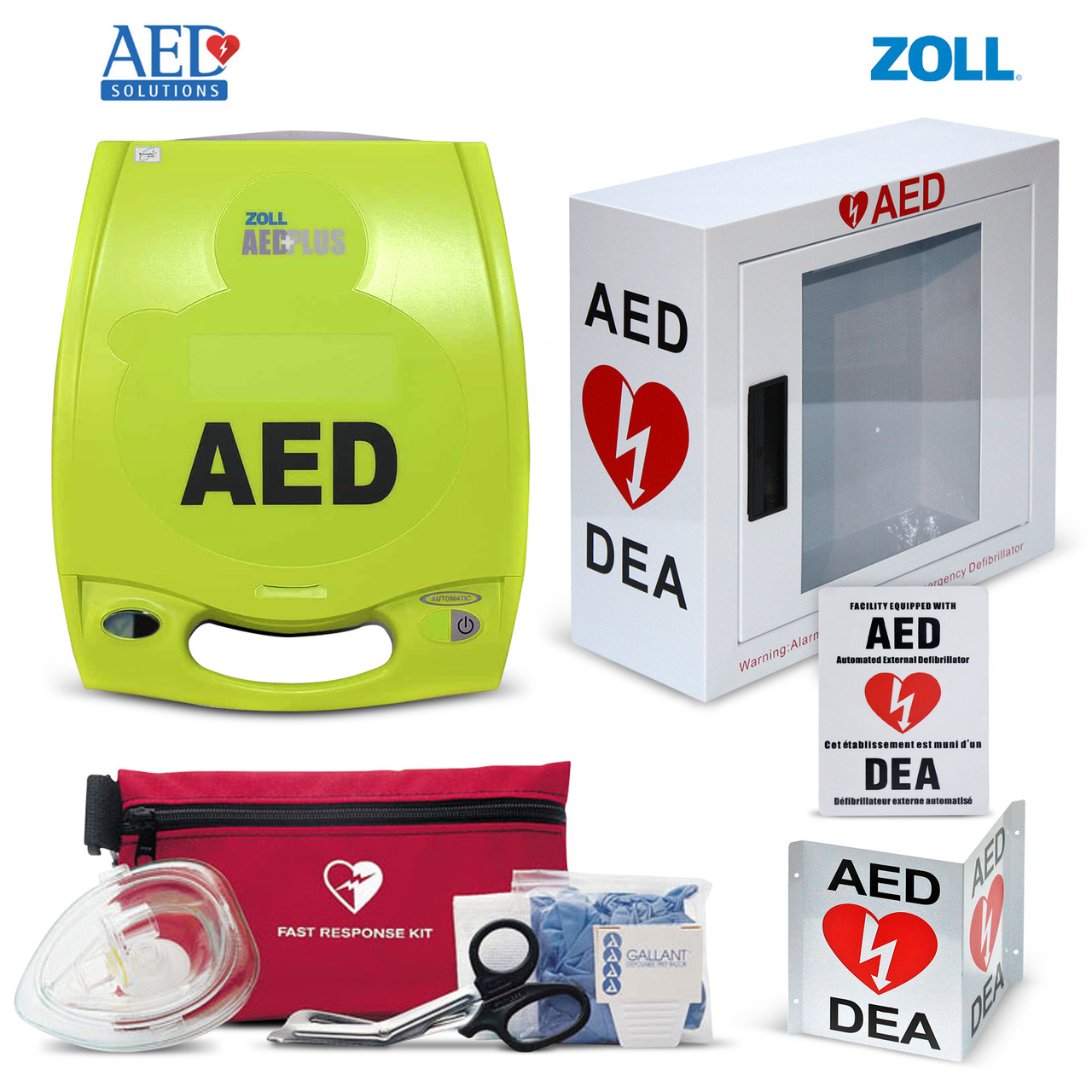 Zoll AED Plus With AED Cover Cabinet Bundle
