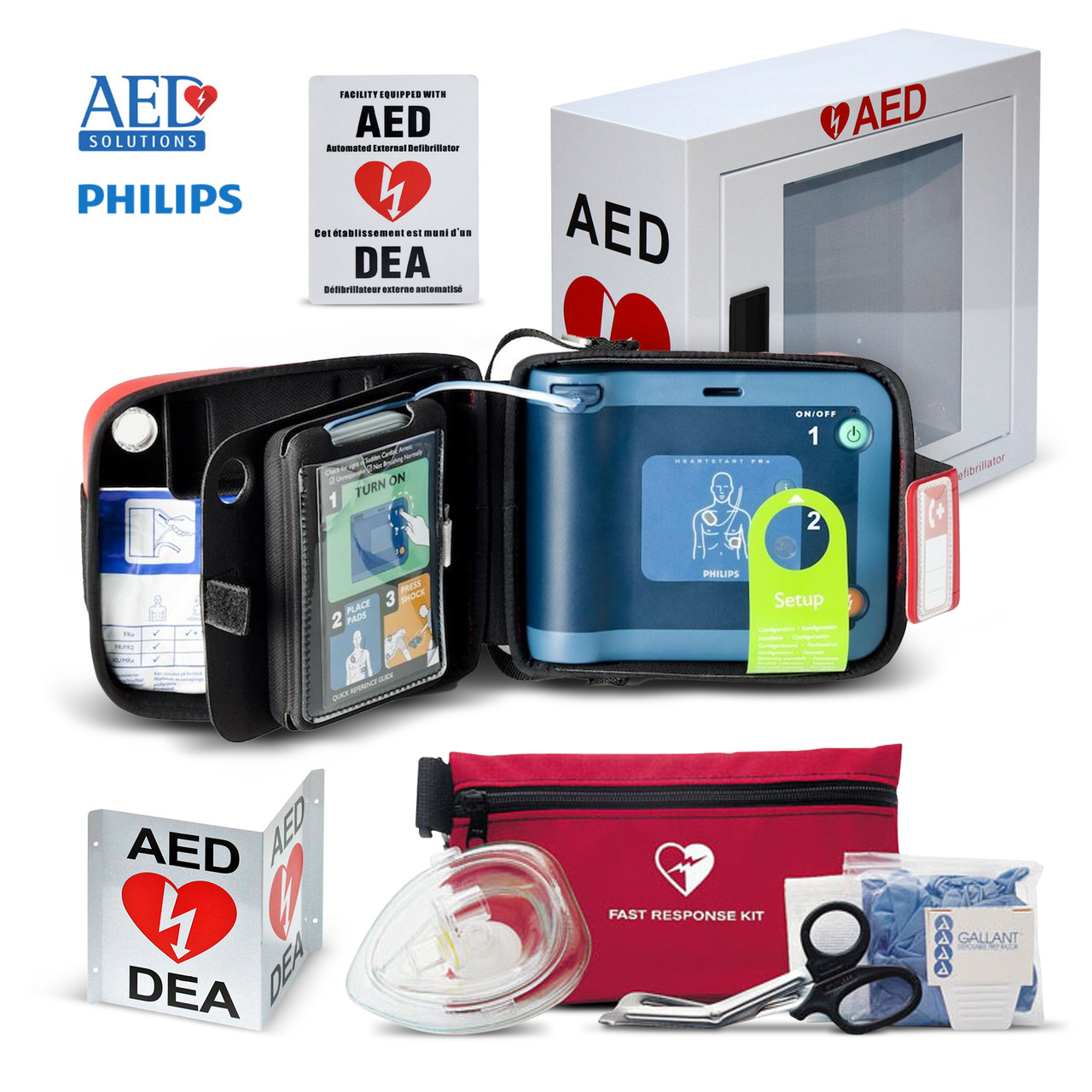 Philips HeartStart FRx AED Ready-Pack with Cabinet