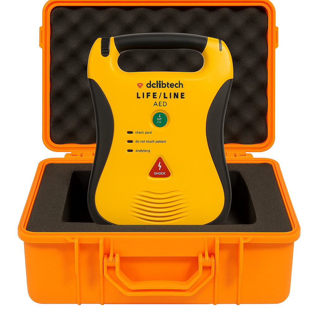 AED Deluxe Hard Pelican Case (colors black or orange) subject to availability.