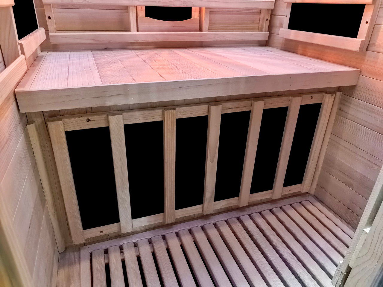 Heat you can feel everywhere. Carbon infrared panels beneath the bench deliver gentle, full-body warmth — even where you can't see them working.