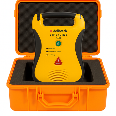AED Deluxe Hard Pelican Case (colors black or orange) subject to availability.