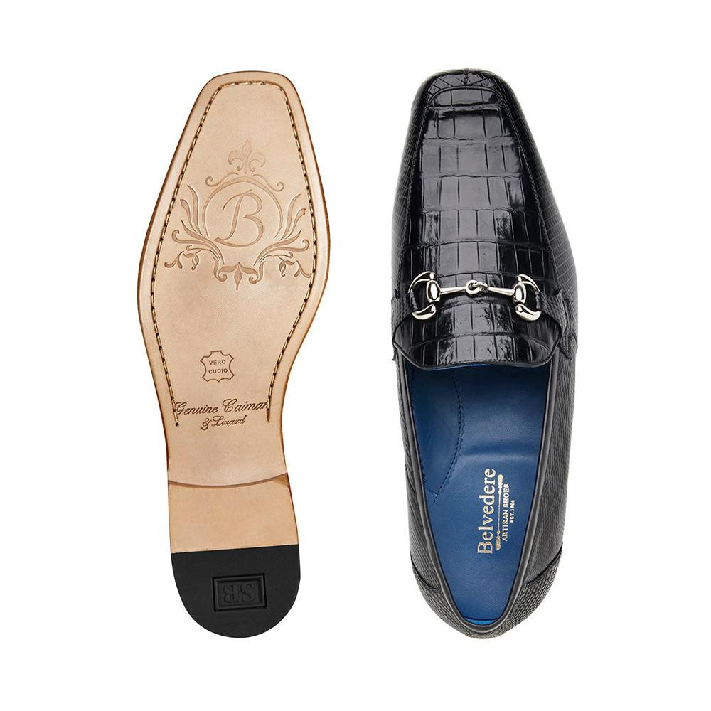 Belvedere Mens Black Crocodile Lizard Loafers Udine display picture 1