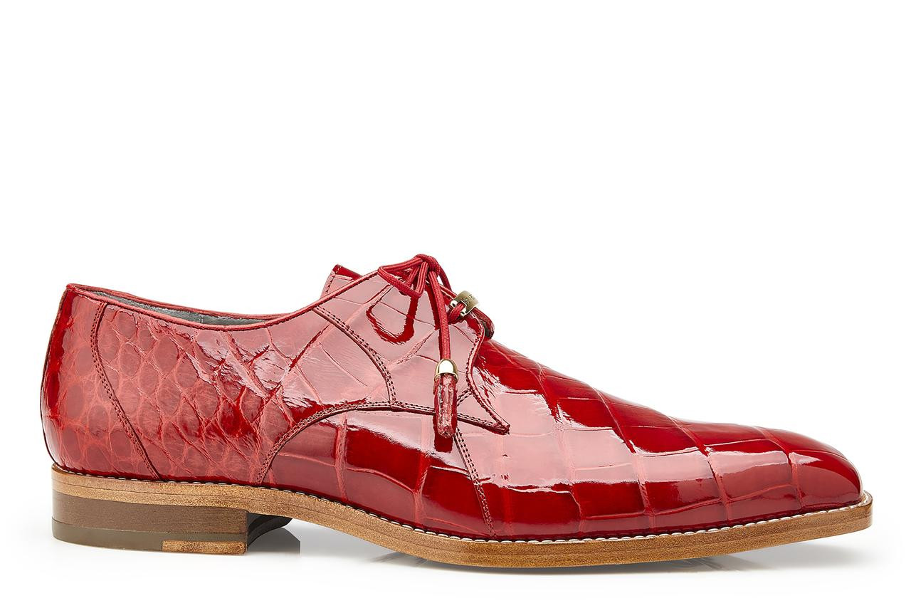 red gator dress shoes Marco Di Milano Men's Black Cherry Alligator Calfskin Leather Dress Derby Shoes with Tasseled Laces Size 9 USA