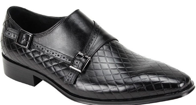 black monk dress shoes Ariston Mens Solid Black Single Monk Strap Leather Dress Shoes, 8.5