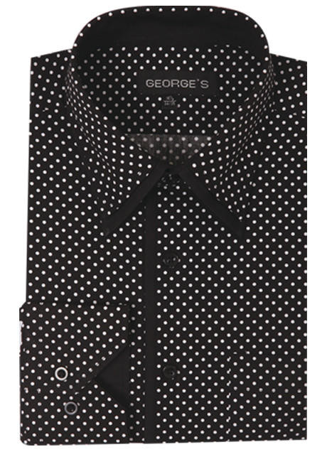 black dress shirt with white dots Black Polka Dot Button Down Shirt main image 0